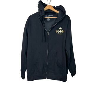 HARRY‎ POTTER™ THE EXHIBITION LOGO ZIP FRONT HOODIE Sz XL Black Unisex